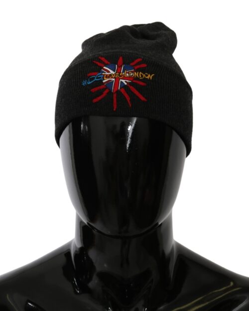 Chic Gray Beanie with Exclusive Embroidery
