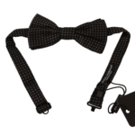 Elegant Black Patterned Silk Bow Tie
