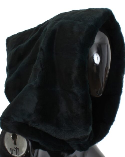 Exclusive Green Weasel Fur Hooded Scarf