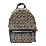 Marc Jacobs Signet Medium Black Logo Printed Leather Shoulder Backpack Bookbag