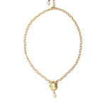 Dolce & Gabbana Gold Brass Chain Pearl Pendant Charm Necklace