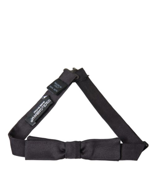 Dolce & Gabbana Dark Gray Silk Adjustable Neck Men Bow Tie
