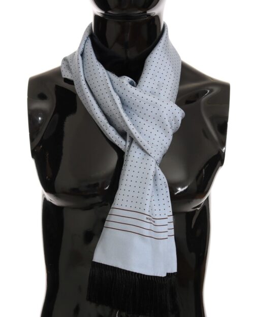 Elegant Blue Silk Polka Dot Men's Scarf