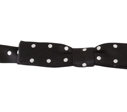 Elegant Black Polka Dot Silk Bow Tie
