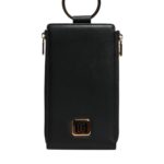 Dolce & Gabbana Black Leather Logo Plaque Neck Strap Card Coin Wallet