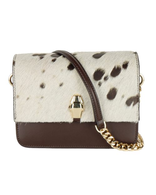 Cavalli Class Chic Two-Tone Small Shoulder Bag in White & Brown