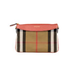 Burberry Peyton House Check Derby Cinnamon Red Grain Leather Pouch Crossbody Bag