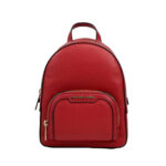 Jaycee Mini XS Leather Zip Pocket Backpack Red