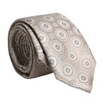 Dolce & Gabbana Beige Foulard Print Silk Adjustable Necktie Tie