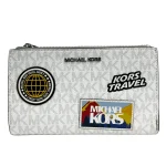 Jet Set Travel Double Zip Wristlet Wallet White