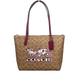 Signature Canvas Fiona Zip Tote Bag Brown