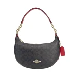 Payton Signature PVC Leather Shoulder Bag Brown Red