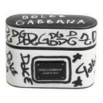 Black White Leather Scribble Embossed Logo Airpods Case