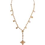 Gold Tone Chain Brass Beaded Statement Sicily Necklace
