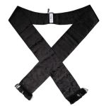 Black Floral Jacquard Skinny Fringes Scarf