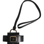 Black Leather Strap Gold Metal Logo Plaque Airpods Case