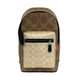 West Color Block Leather Sling Pack Backpack Bag Sand