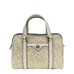 Travel Small Pebbled Leather Duffle Crossbody Handbag Pale Gold Multi