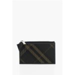 Tartan Patterned Eco-Leather Card Holder with Zip Closure